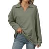 Women's Fashion Oversized Solid Color V-Neck Sweatshirt Long Sleeve Casual Top