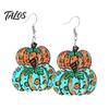 Autumn Seasonal Fashion Jewelry 1 Pair Fall Pumpkin Earrings, Acrylic Leopard Print Dangle Holiday Gifts for Women Drop Statement Thanksgiving