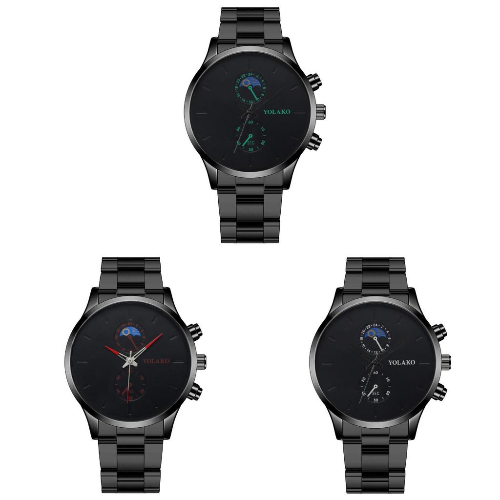 Moon Two Eyes Men Watch With Quartz Movement And Stainless Steel Strap For Fashion Style