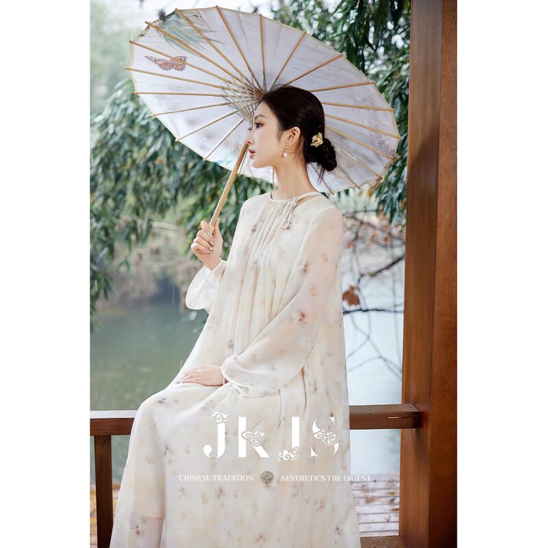 JK&JS Xijiangyue New Chinese Style Chiffon Printed Long Dress