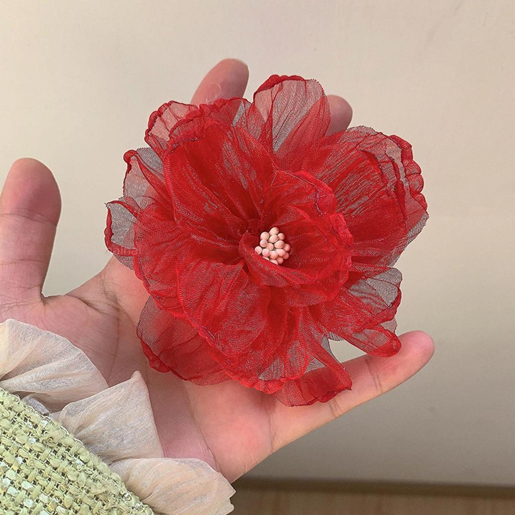 Mesh Flower Hair Clip Super Fairy Bang Clip Sweet Women Headdress Hairpin Girls Hawaii Beach Vacation Hair Accessories