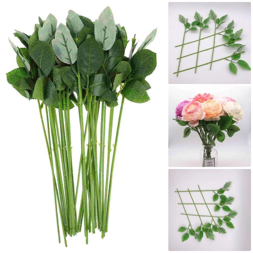 

10Pcs Gardening Craft Accessories Fake Flower Stem Rose Flowers Head Decoration