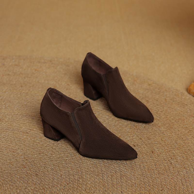 

Krazing Pot Обувь из овчины замши на осень-зиму, туфли на среднем каблуке, слипоны, размер 43, размер 42, остроносые слипоны, туфли-лодочки с глубоким вырезом 38 коричневый