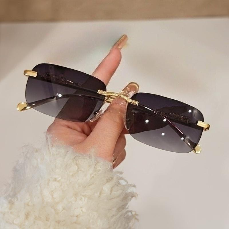 1Pcs Retro Sunglasses Men Fashion Rimless Sun Glasses Shades Cutting Lens Frameless Eyeglasses