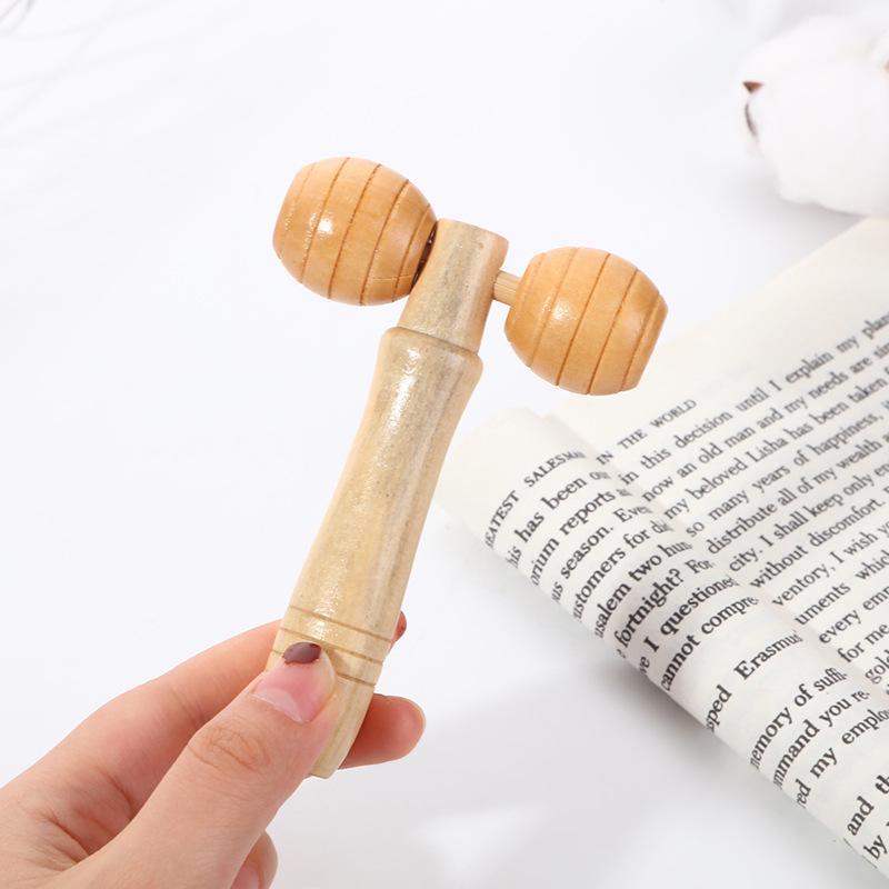 Handheld Wooden Roller Massage Hammer for Face, Foot & Acupoint Therapy