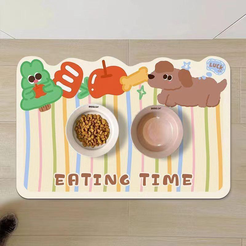 Cute Animal Silicone Diatomite Spillproof Pet Feeding Mat For Dining And Feeding