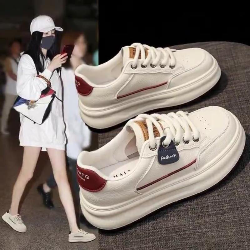 Women s White Shoes for Spring and Autumn Wear-resistant, Comfortable, Height-enhancing and Versatile Casual Sneakers 35