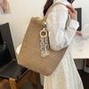 Yogodlns Elegant Ladies Straw Woven Handbag Women Holiday Beach Commute Casual Tote Top-Handle Bags Fashion Retro Shoulder Bags