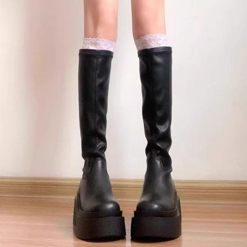 Thick Soled Long Tube Boots for Women 2026 New Popular Autumn and Winter Knight Elastic Slim Boots
