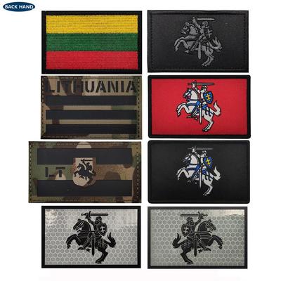 Lithuania Reflective Velcro Patch - Baltic States National Flags Emblem for Outdoor Gear