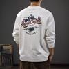 American Retro Outdoor Mountain Printing Long-Sleeved T-Shirt Men'S Autumn Pure Cotton Bottoming Shirt Loose Trendy Sweater