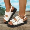 Fashion Cowboy Platform Sandals Women Summer Fashion 2024 Mid Heels Open Toe Casual Beach Slippers Slingback Flip Flops Mujer Zapatos
