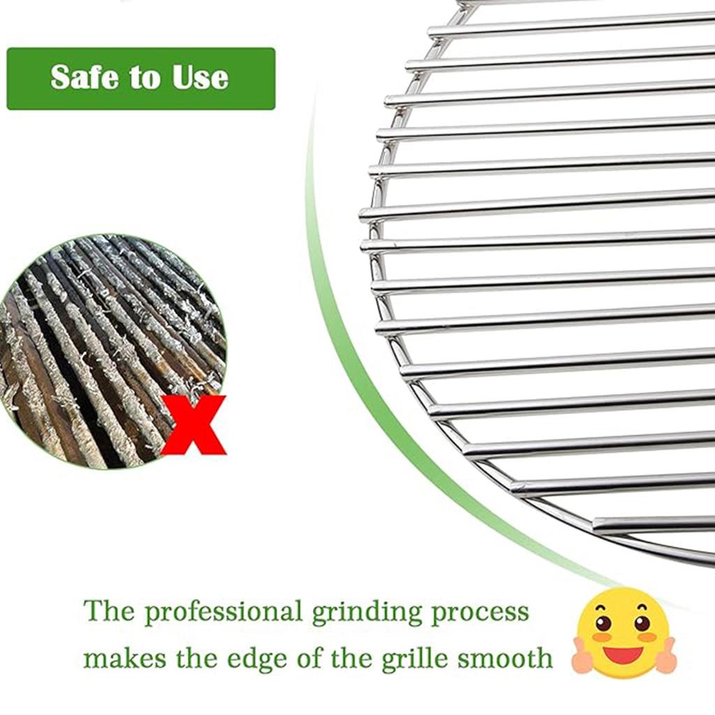 Stainless Steel Round Grill Grate Extra Thick Replacement Cooking Grid for Charcoal Grill Campfire Outdoor Grill Accessory