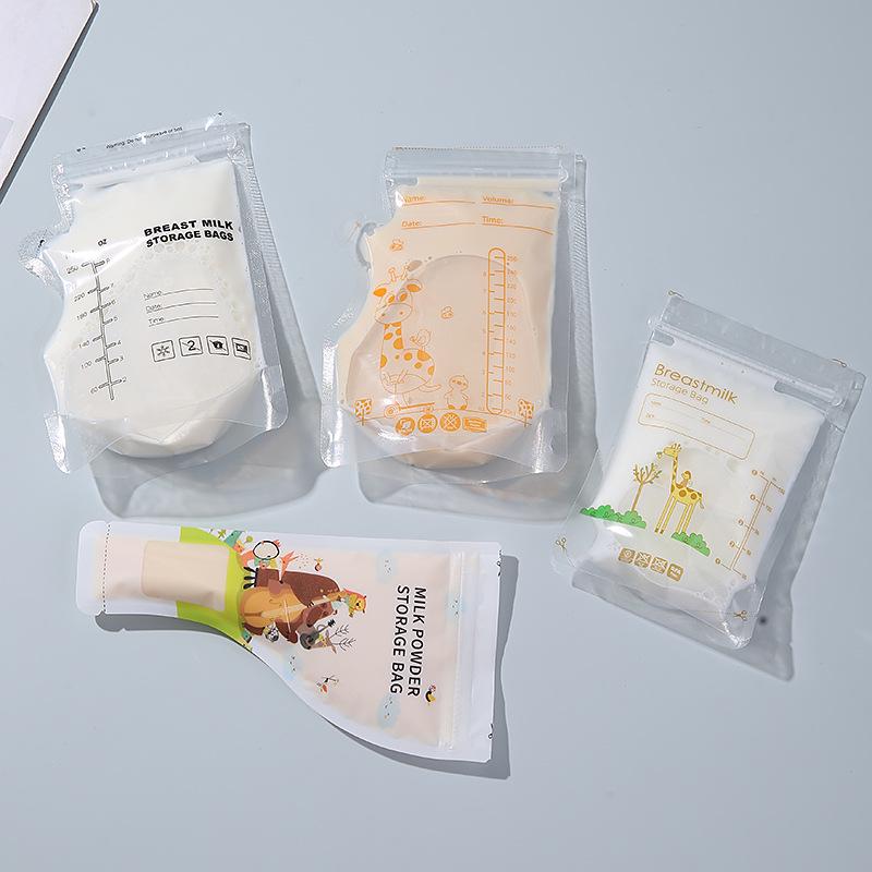 250ml Disposable Breast Milk Storage Bags - Double Ribbed for Freezing & Portioning, Portable Milk Powder Bag
