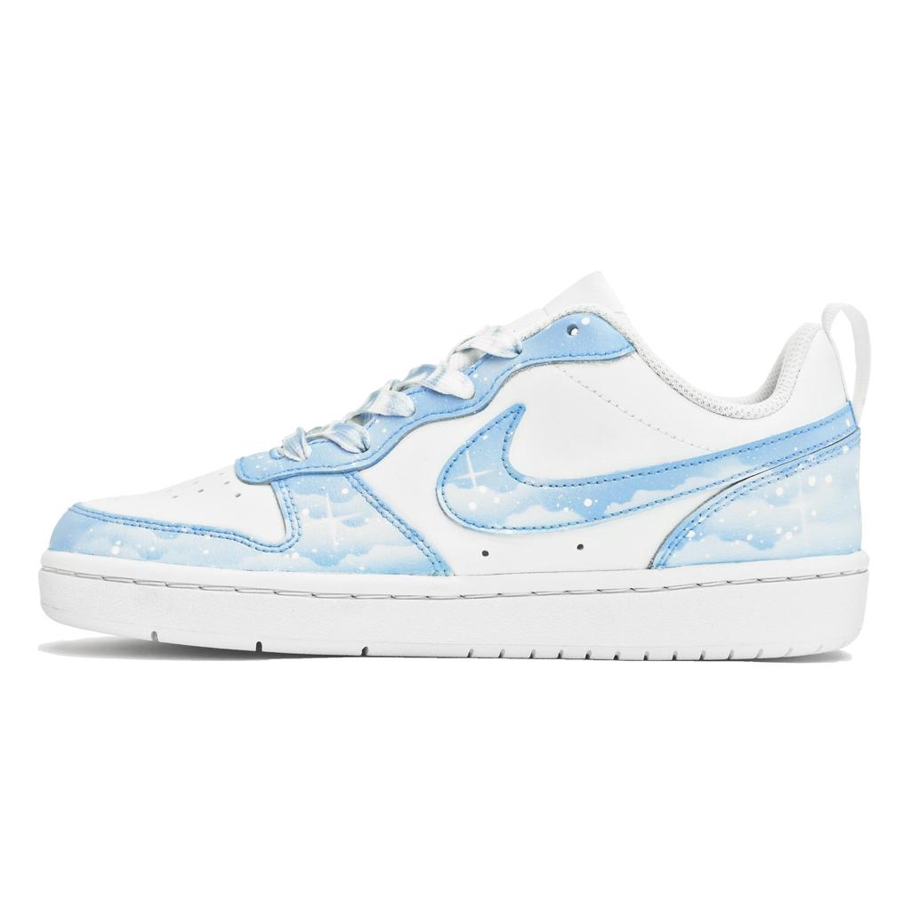 Nike Court Borough Low ABLOODING Starry Sky Collection Low Top Skateboard Shoes GS Blue White BQ5448-100(Team14-GS-Box)