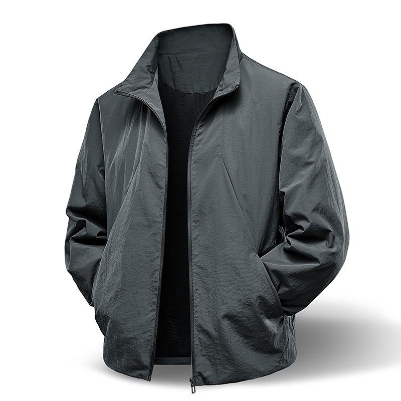 Men's 2025 Spring/Autumn Sports Windbreaker – Stand-up Collar, Handsome Outdoor Casual Jacket for Cycling and Running