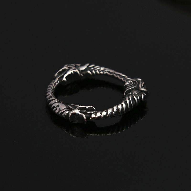Men's Retro Titanium Steel Wolf & Dragon Head Pendant Necklace