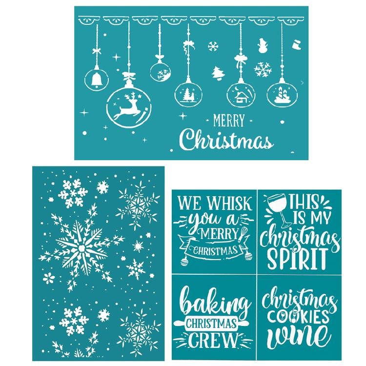 Рождественская тема Самоклеящийся трафарет для шелкографии DIY Футболка Подушка 1