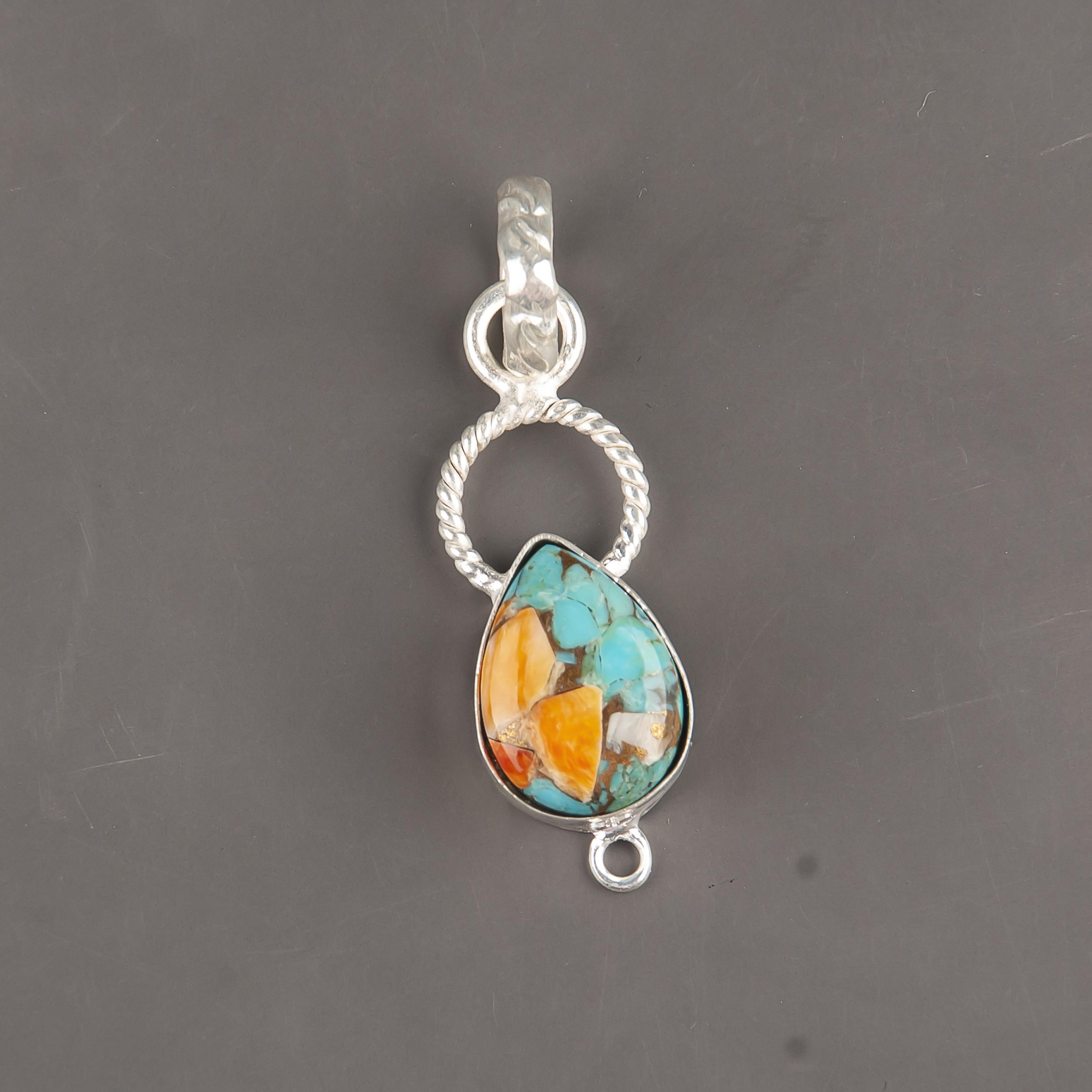 

Подвеска с шипастым устричным камнем ручной работы, Подвеска из серебра 925 пробы, Дизайнерское ювелирное изделие, Для подарка на годовщину 1.40 Inches оранжевый