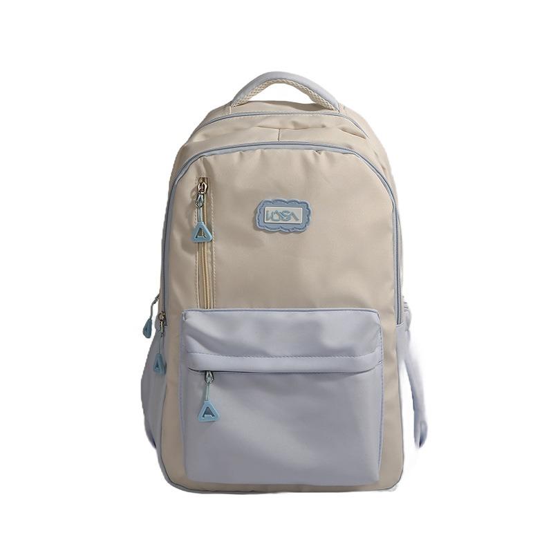 Leisure niche simple new nylon versatile large capacity double shoulder contrasting color commuter travel backpack