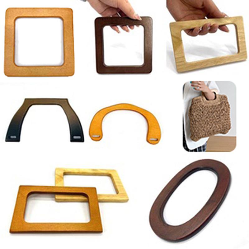 Wooden Bag Handle Decorative  Square Wood Strap Solid Color Hand Bag Replacement Accessories Diy Women'S Clutch Bag Handle