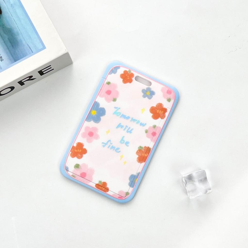 Ins Student Id Card Holder with Lanyard Slide Cover Transparent ABS School Card Cover Game Cards IC Card Protective Cover