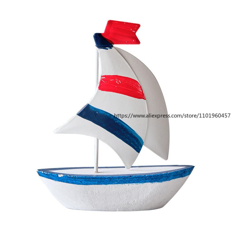 Kleines Boot im mediterranen Stil, eisenbeschichtet, kreatives Heimdekorationsornament, buntes kleines Boot, Mini-Segelboot-Geschenk