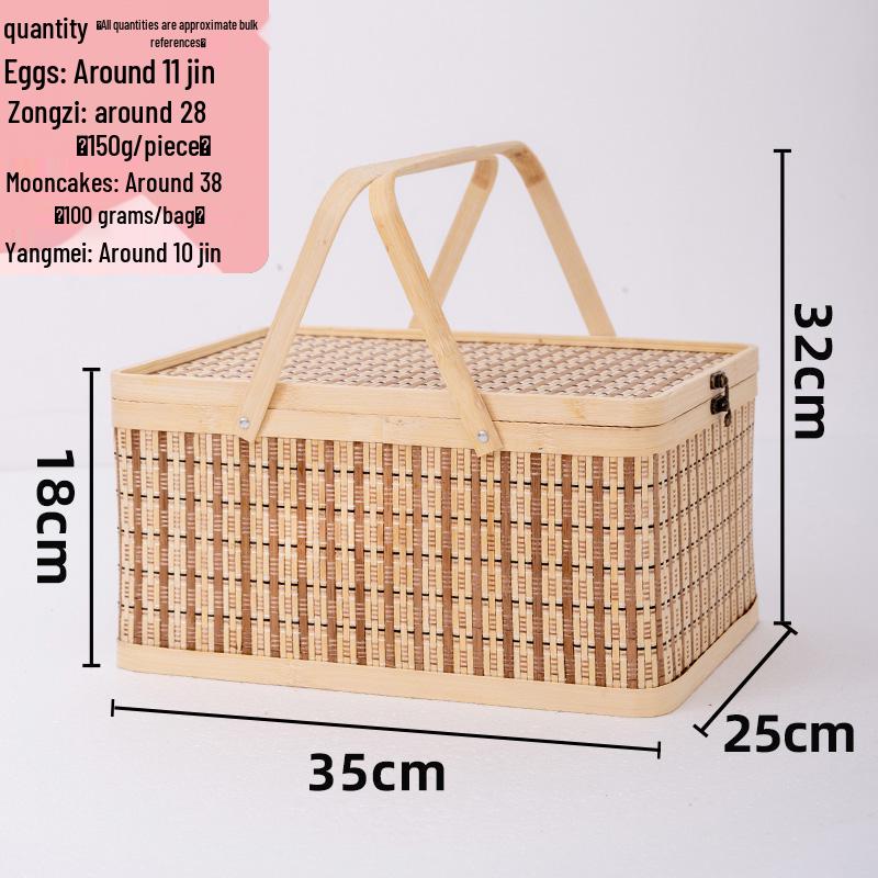 Large Bamboo Woven Basket: Great Wall Design, Festive Chinese Tradition.