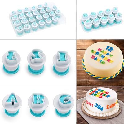 Alphabet Numbers Fondant Cake Mold Cookie Stamp Impress Embosser Cutter Upper Case Numbers Shape DIY Cookie with Cake Scraper