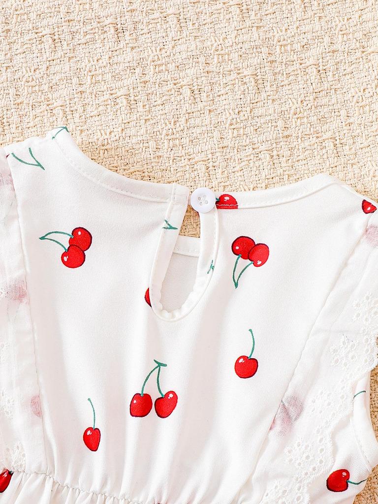 Baby Girl Floral Lace Short Sleeve Outfit Set