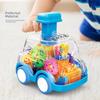 Clear Gear Car & Yellow Duck Pull-Back Toy - Vibrant Street Stall Hit for Boys