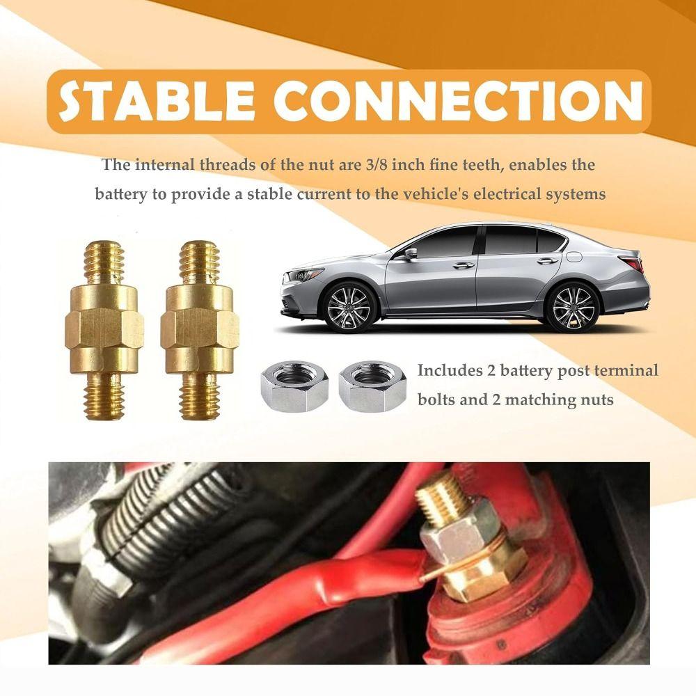 Brass Car Battery Connectors 3/8"-16 Threaded Battery Post Adapter Battery Replacement