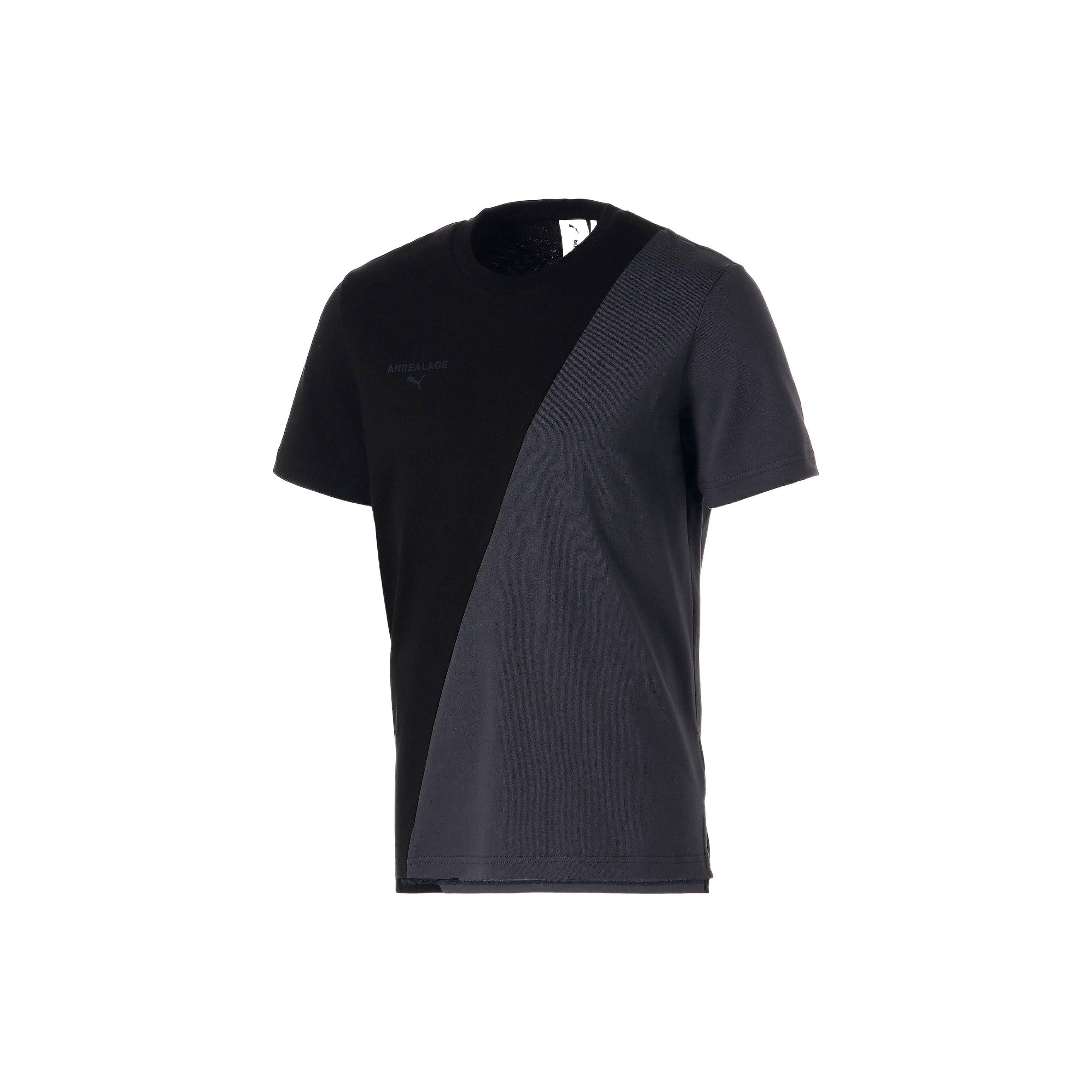 

PUMA Color Block Round Neck Short Sleeve T-Shirt Men tops Black Gray 537083-01 S