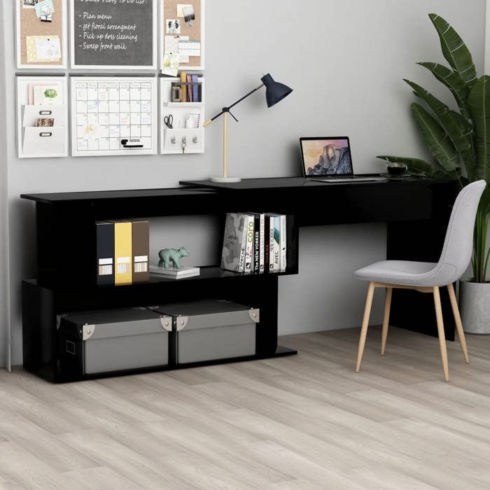 VidaXL Bureau d'angle Noir 200x50x76 cm Aggloméré