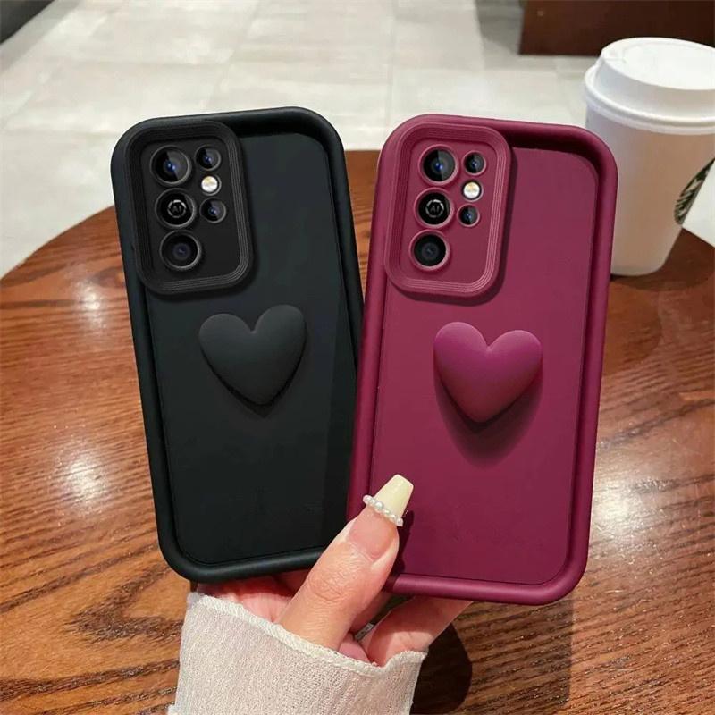 Urocze etui 3D z sercem miłości na telefon Samsung Galaxy S25 S24 Ultra S22 S23 Plus A53 A52 A54 A15 A35 A55 A06 A36 A56 Silikonowe etui