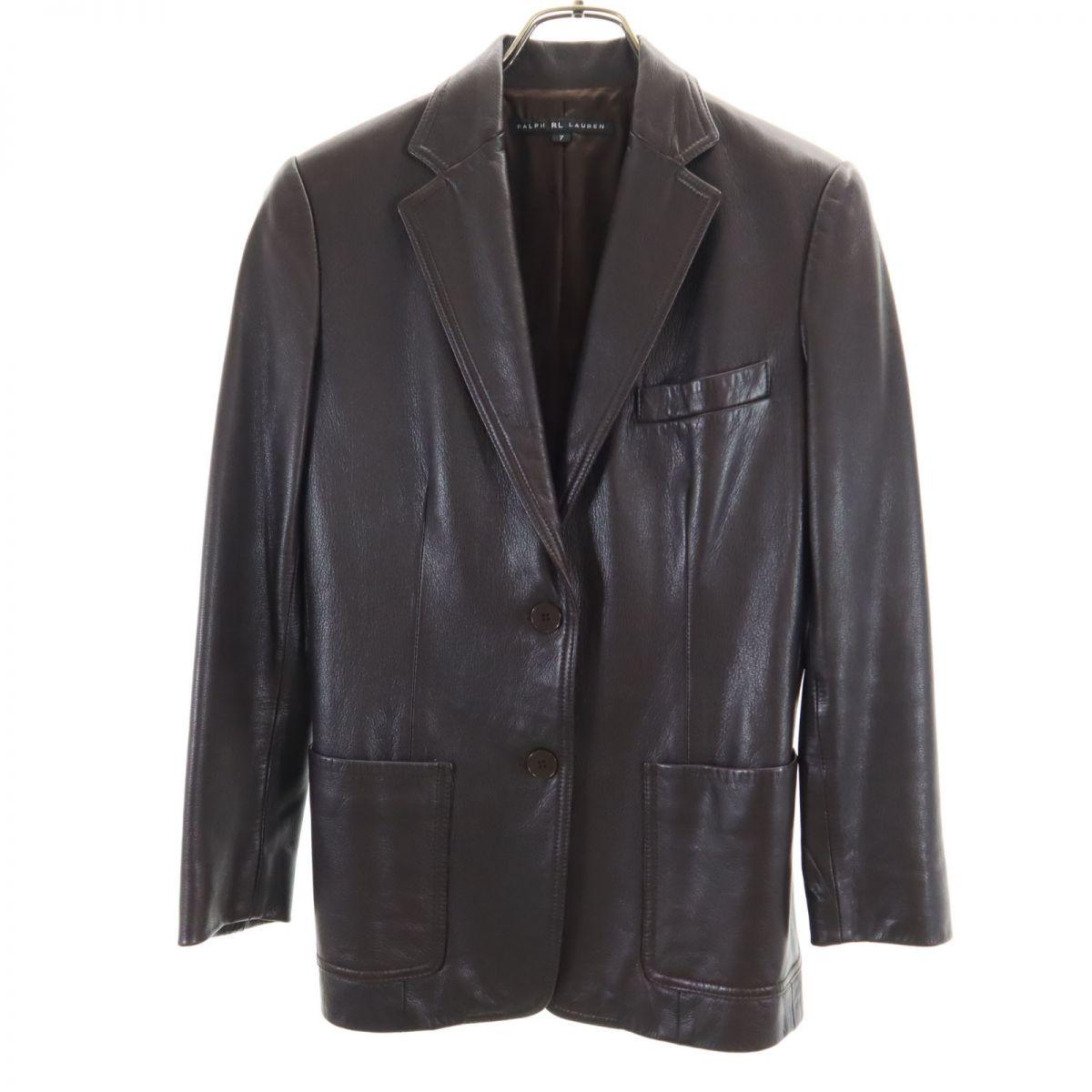 

RALPH LAUREN Made by Impact 21 leather tailored jacket 7 Brown Women Used