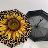 1P Leopard-print sunflower Umbrella-8-Rib Reinforced, Automatic Open, Lightweight & Durable, Cute Fashion Accessory for Outdoor-Q203