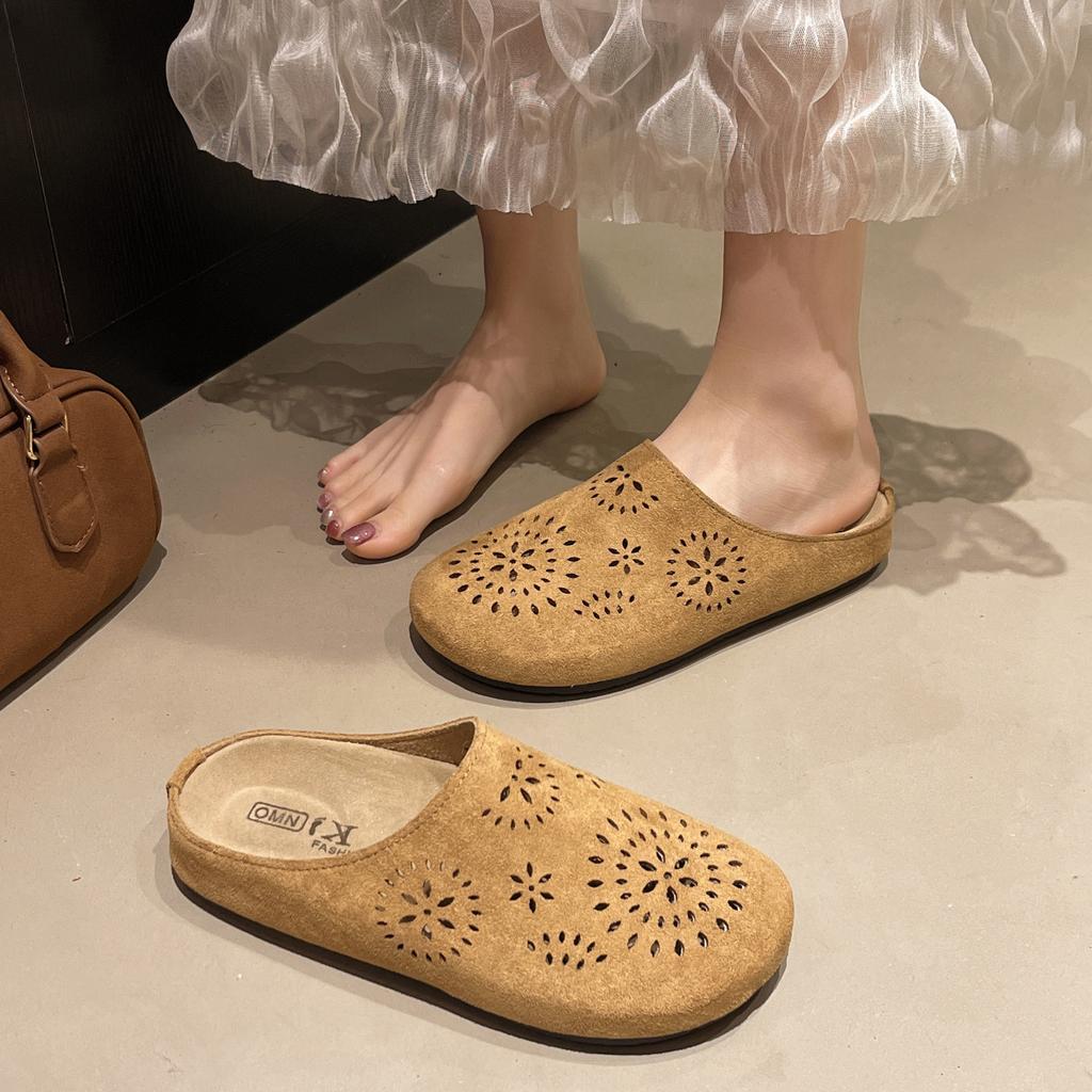 Hollow bag head half slippers women's summer 2025 Boken new outer wear thick-soled casual cool slippers versatile soft bottom