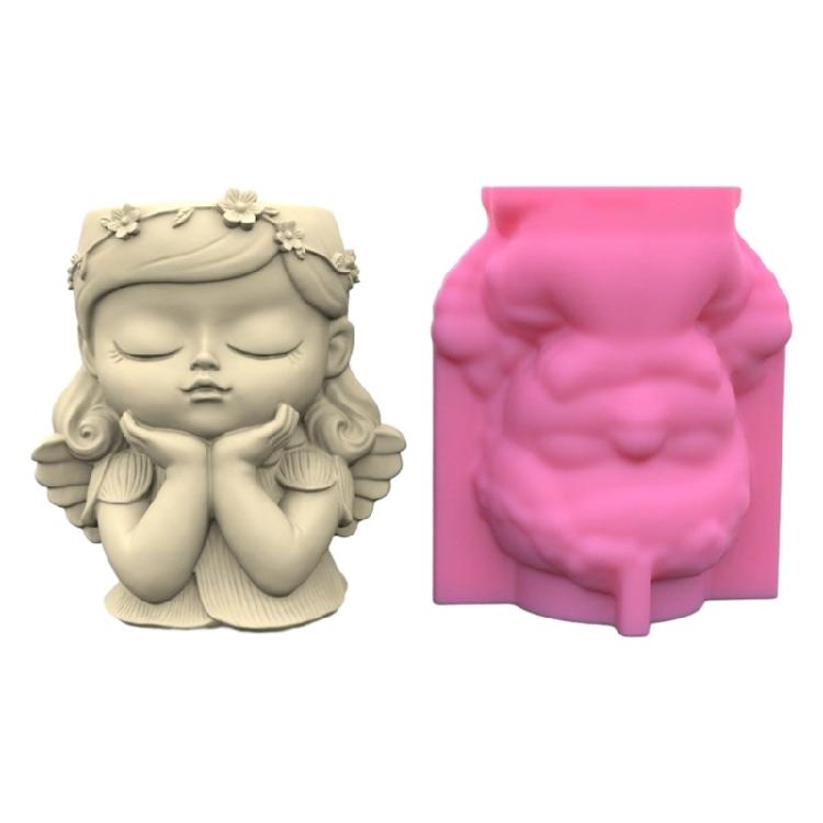 

Girl Pen Holder Flower Pots Silicone Molds Epoxy Resin Mold DIY Succulent Planter 1