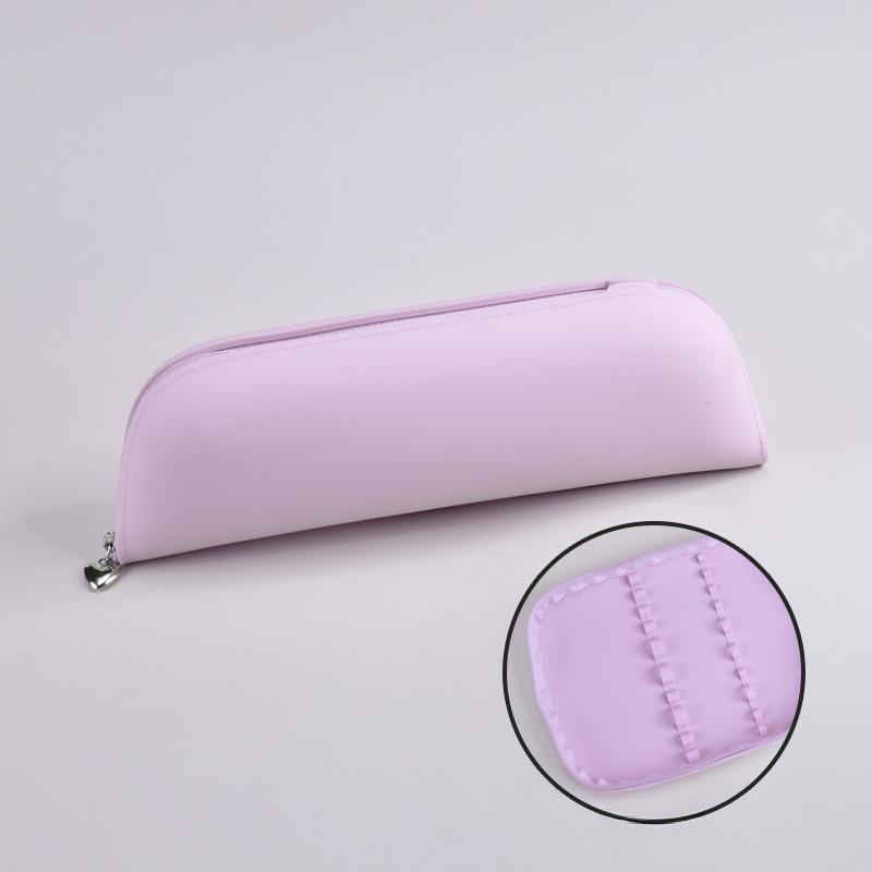 

New Silicone Makeup Brush Storage Bag Waterproof Zipper Travel Pouch for Cosmetics Eyebrow Pencils лавандовый