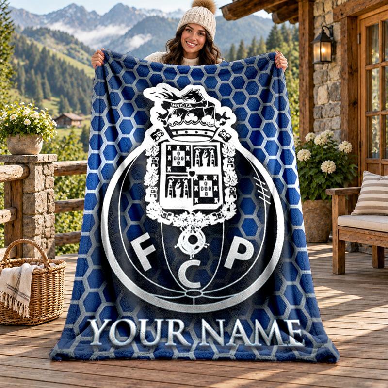 FC Porto Custom Name Flannel Blanket Personalized Soft Warm Plush Throw Blanket Customized Gift for Family Friends