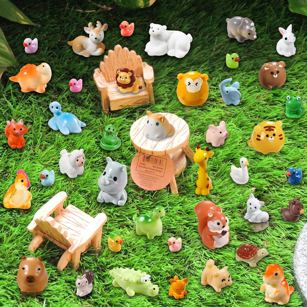 40 buc Animale Mini Rășină 40 Stiluri Animale Mici Rășină Figurine Animale Mici Mici en Gros pentru Grădină Micro Zâne Accesorii Peisaj