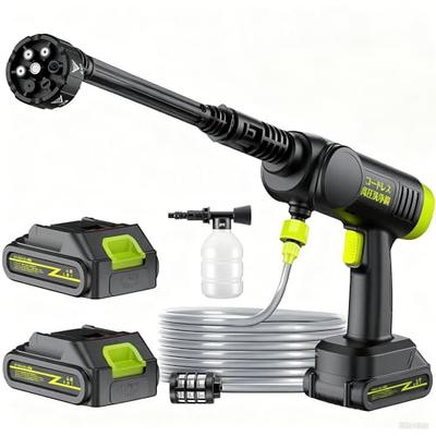 Cordless High-Pressure Washer, Rechargeable, 50-Minute Battery Life, Water-Saving, Slim Design, Holds 8 Cards (Brown)