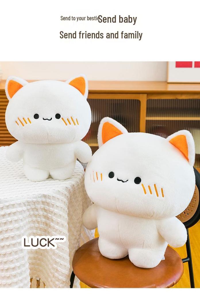Soft White Kitten Plush Toy - Cute Cat Doll & Children's Sleeping Pillow