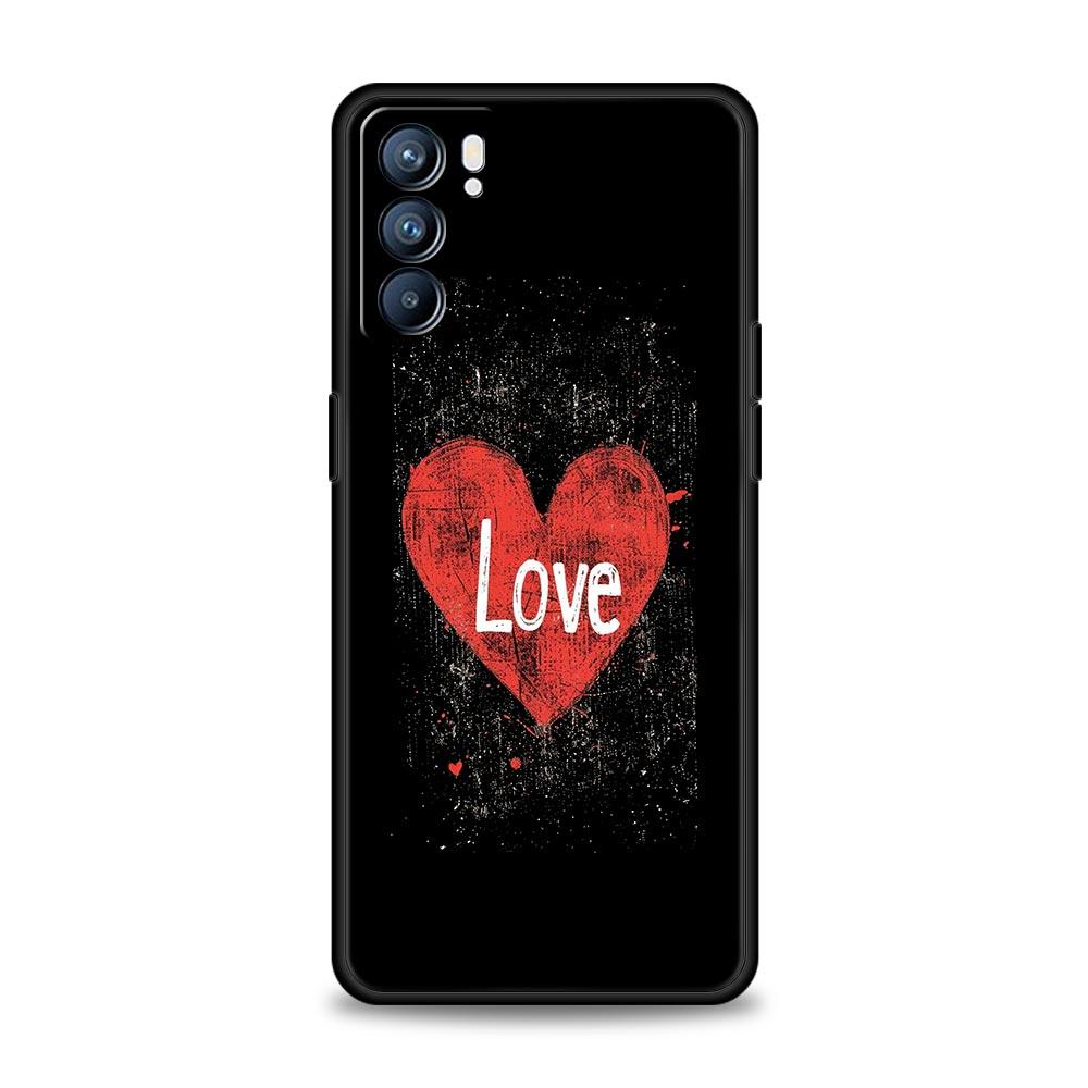 I Love you Pink Heart Phone Case For Oppo Reno8 Reno7 Reno6 Pro A54 5G Find X6 X5 A53 A52 A9 A15 A95 A17 A16 A74 A57 A31 Cover