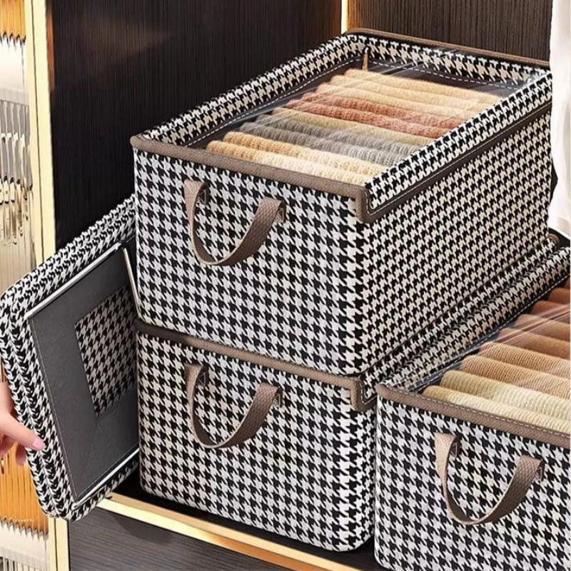 1 Stück faltbare Aufbewahrungsbox zur Organisation von Kleidung, mit Staubschutz und Griff, Schlafzimmerkleidung, Bürodokumente, Küchenutensilien