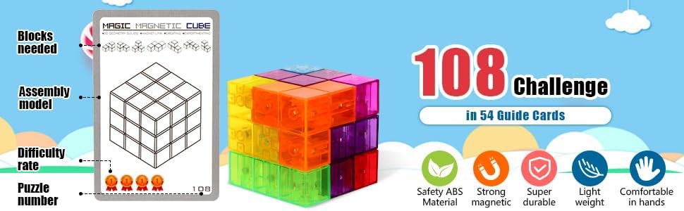 Magnetic Educational Brain Training Magnetic 7 3D Safe Gift Suitable for Ages 6 To Cultivating Magnetic Building Magic Birthday Puzzle, Toy, Puzzle,