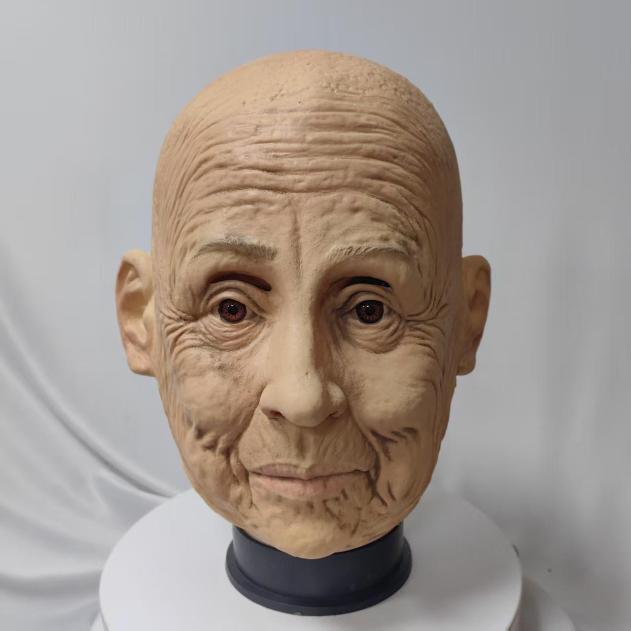 Bald old woman latex mask One size fits all adults бежевый