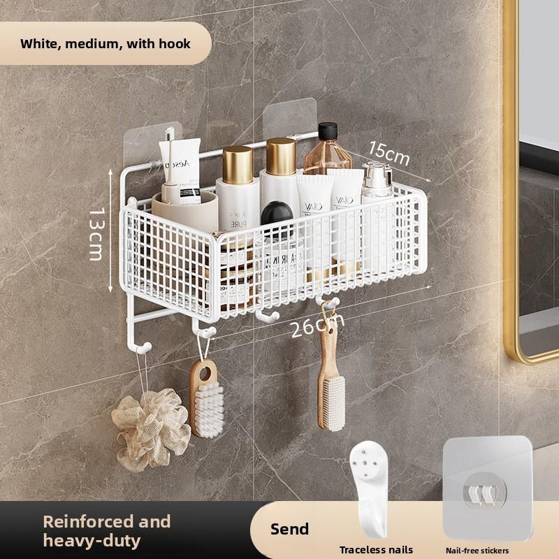 Modern Minimalist Bathroom Wall Shelf With Carbon Steel Material For Storage And Organization