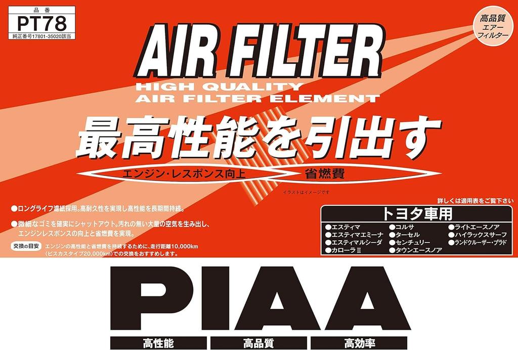 PIAA Air Filter (1 Piece) [For Toyota Vehicles] Estima, Corolla II, Town Ace, Etc. PT78
